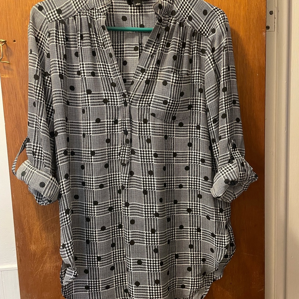 Black and White Checkered Women's Blouse